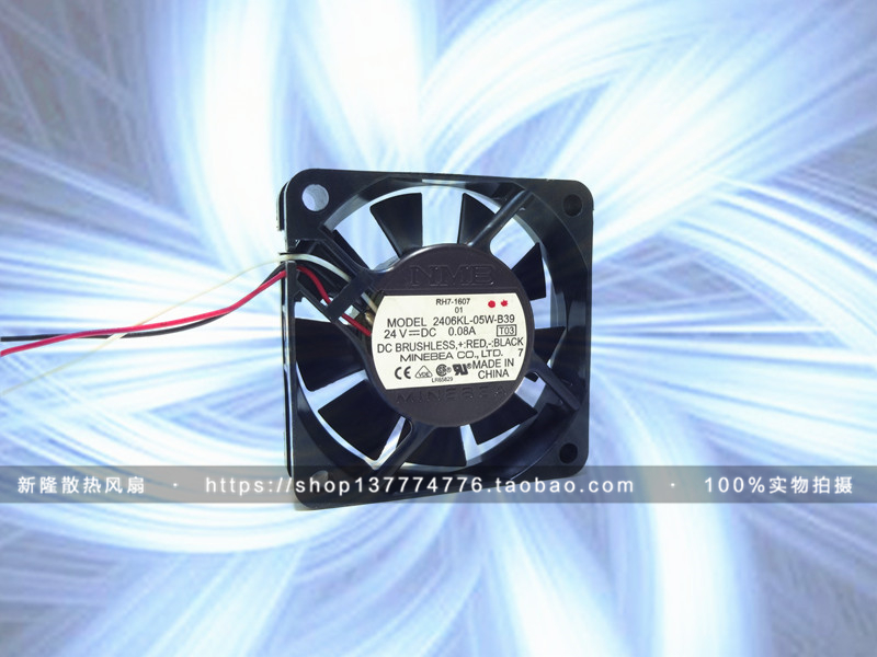 原装 NMB 2406KL-05W-B39 24V 0.08A 6CM 6015 3线变频器散热风扇