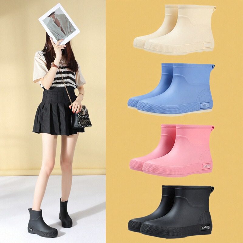 短筒雨鞋女款时尚外穿大人水鞋可拆加绒保暖防水防滑工作洗车雨靴