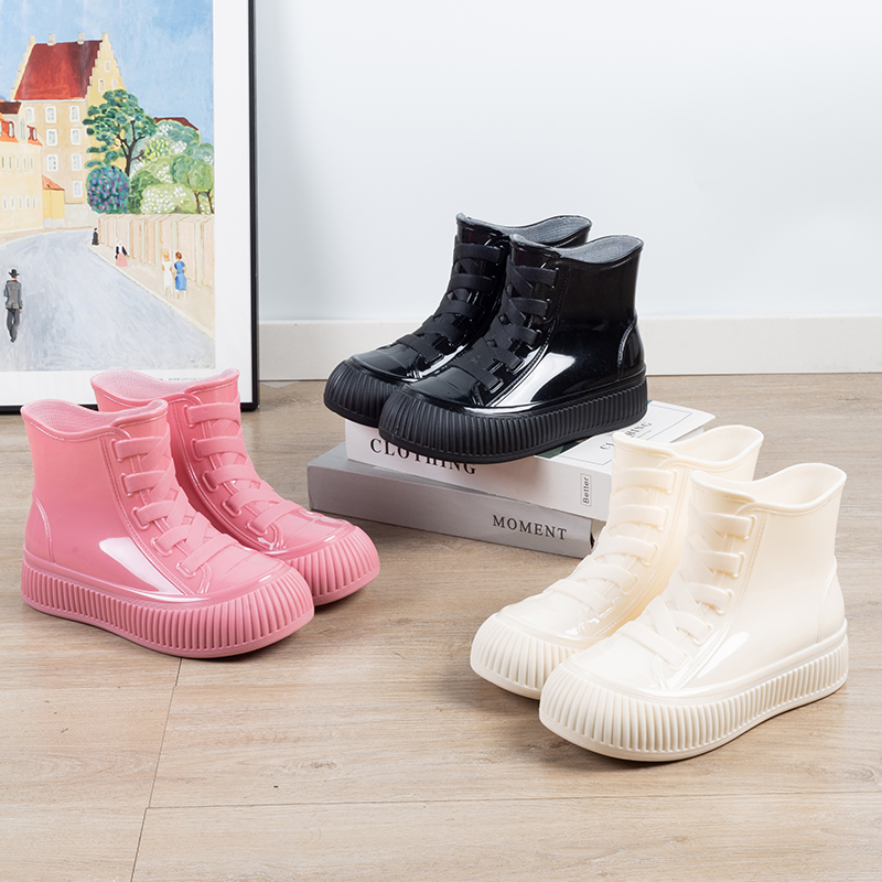 短筒女款内增高厚底雨鞋