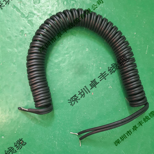 2芯0.5平方设备连接拉伸曲线 弹弓螺旋拉伸电线电缆 2芯并线卷线