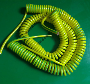 拉伸4长度订 PU耐拉伸弹弓曲线 弹簧螺旋电线1 16平方单芯地线