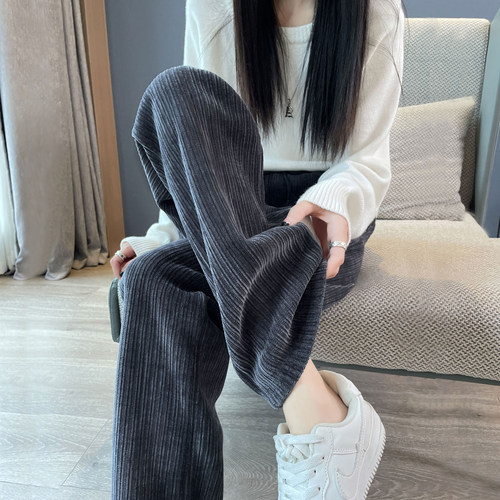 加绒雪尼尔阔腿裤加长高个子