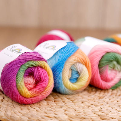 雪妃尔纯羊毛彩虹段染毛线团