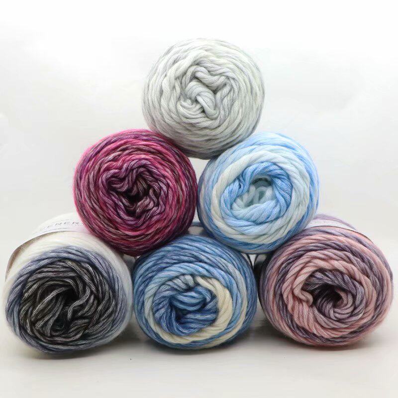 GRADIENT CAKE SEGMENT DYED COTTON THREAD KNITTED SCARF WOOLEN BALL HAND-WOVEN DIY MATERIAL PACKAGE THICK THREAD SWEATER TO SEND TO BOYFRIEND