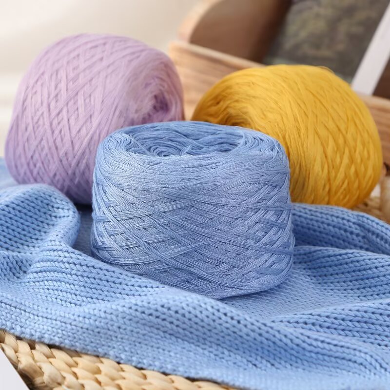 醋酸棉纯棉天丝棉夏季宝宝桑蚕丝柔软亲肤手工棒针钩针披肩毛线团