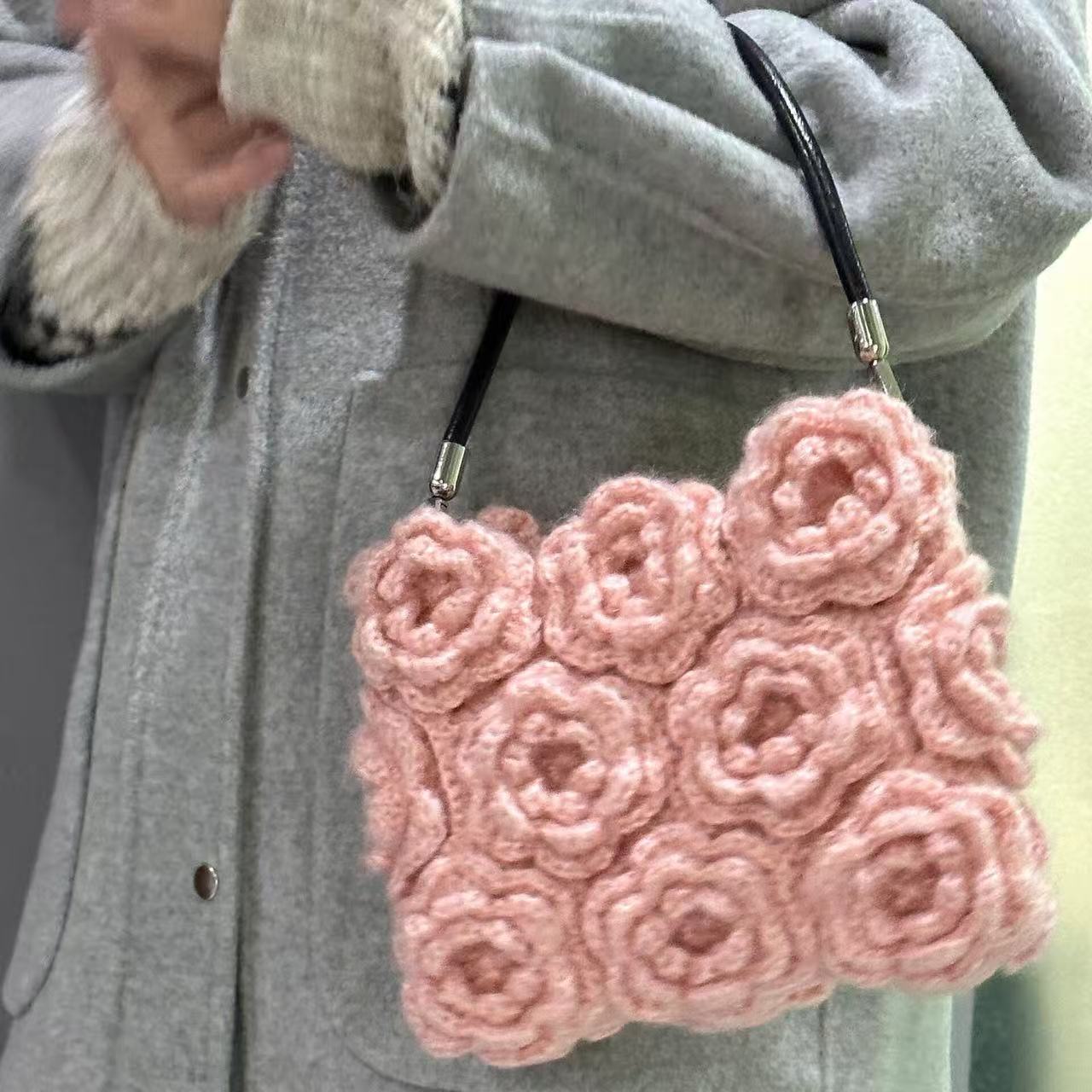 22bag材料包玫瑰手提包手工编织包包diy材料包毛线钩针单肩包