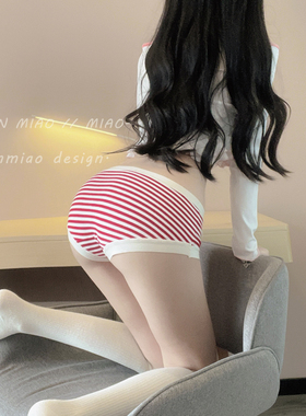 CLEAN喵 转运暴富红色条纹本命兔年新款纯欲中腰纯棉裆提臀内裤女