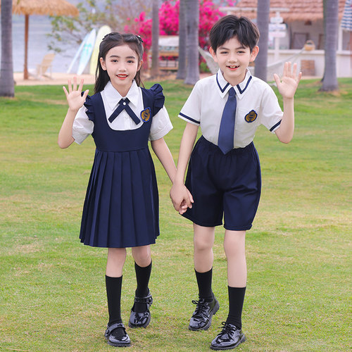 小学生夏季班服英伦衬衫套装幼儿园园服儿童校服毕业照合唱演出服