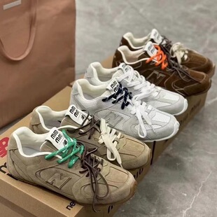 联名款N鞋德训鞋女鞋夏季阿miu家复古阿甘运动休闲鞋网面小白鞋女