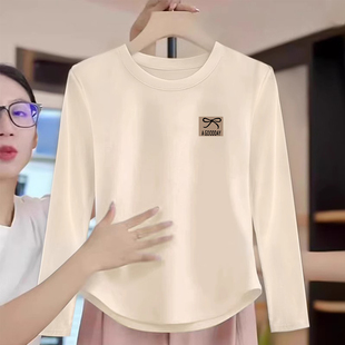 女童德绒打底衫秋冬季2025新款中小儿童洋气加绒短款修身长袖上衣