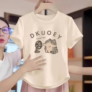 女大童短袖t恤纯棉夏季2025新款儿童短款修身夏款独特好看的上衣