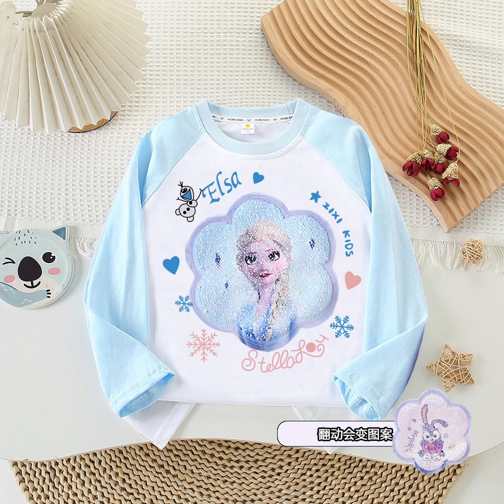 【高回购】女童翻转变色亮片上衣