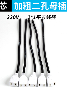 两孔母插头带线AC220V公插头两脚电源头纯铜线一体监控弱电延长线