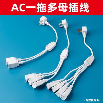 两脚插头带线纯铜一拖二多头母插