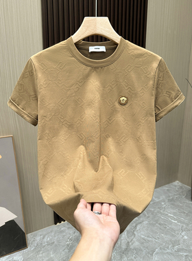 欧洲站2026夏季新款高端t恤男短袖时尚圆领修身男士半袖大牌欧货