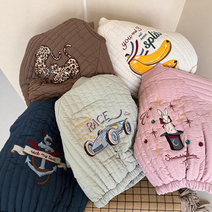 夹棉加厚兔毛内里长袖 夹克外套 刺绣卡通棉衣2025冬款 ks同款