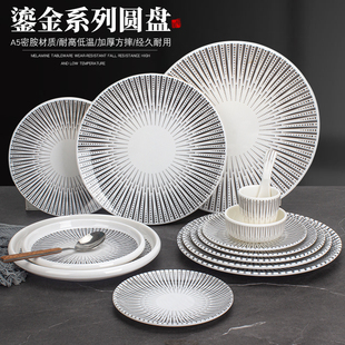 北欧密胺餐具圆形盘子商用西餐牛排盘子餐厅自助餐碟子塑料圆盘子