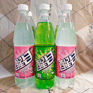 醒目苹果味水蜜桃味汽水500ml果味饮料带汽碳酸饮料解渴解暑汽水