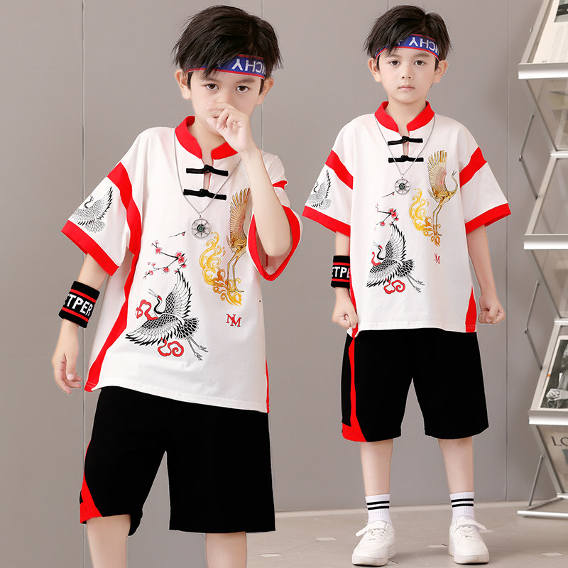 童装男童短袖t恤套装夏装2026新款 中大童男孩街舞嘻中国风衣服潮,童装/婴儿装/亲子装,T恤,淘宝优惠券,粉丝福利购,淘宝优惠卷