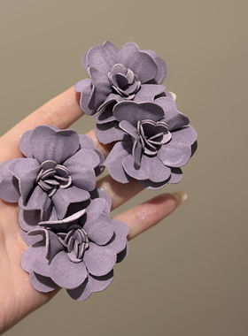 超仙韵味紫色花朵流苏耳环女高级感度假风浪漫耳钉耳坠方圆脸配饰