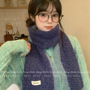 韩系氛围感雪花针织羊毛围巾女2025新款保暖防寒温柔撞色百搭围脖