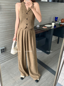 秋装女2023年新款时尚套装小众设计感西装马夹干练气质女装两件套