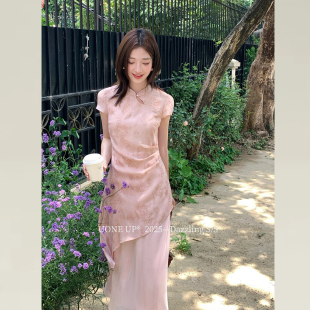 新中式连衣裙女夏2026新款收腰显瘦超好看绝美大方得体的气质长裙