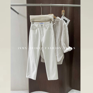 ISMX白色裤子女款小个子九分烟管裤女2026新款高腰显瘦直筒牛仔裤