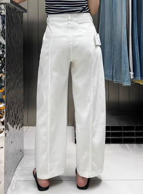 Boyiyiyi小个子白色牛仔弯刀裤女春夏款梨型身材粗腿跨宽显瘦裤子