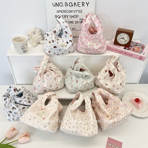 小白兔几卡通压花手腕包大容量上班族饭盒袋杂物手提袋整理手拎包