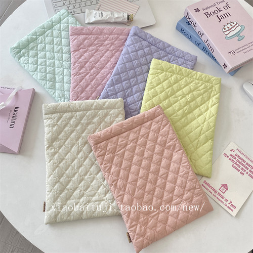 小白兔几 彩色菱格夹棉平板电脑内胆包收纳袋女笔记本电脑保护套