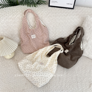 小白兔几2025新款 大容量慵懒风秋冬灯芯绒手提休闲通勤单肩背心包