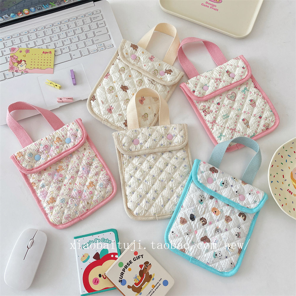 小白兔几 绗缝夹棉手机包小袋子小拎包女手提小包杂物整理手腕包