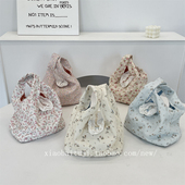 小白兔几 可爱碎花手提帆布包上班杂物小拎包夏天包女韩系手腕包