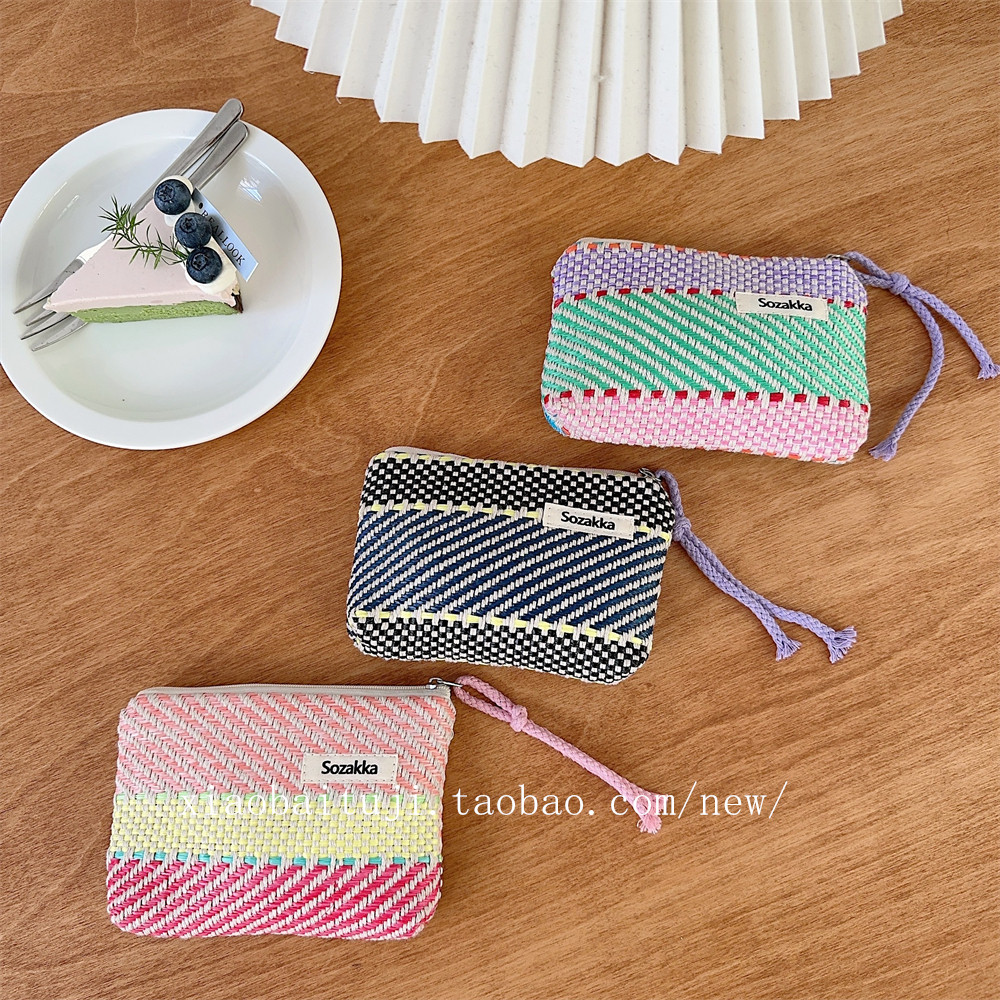 小白兔几 ins小众撞色条纹化妆包护肤品收纳内胆包补妆小号化妆袋,收纳整理,化妆包,淘宝优惠券,粉丝福利购,淘宝优惠卷