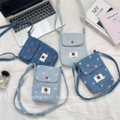 小白兔几可爱星星翻盖牛仔手机包休闲单肩斜挎托特包手提小斜挎包