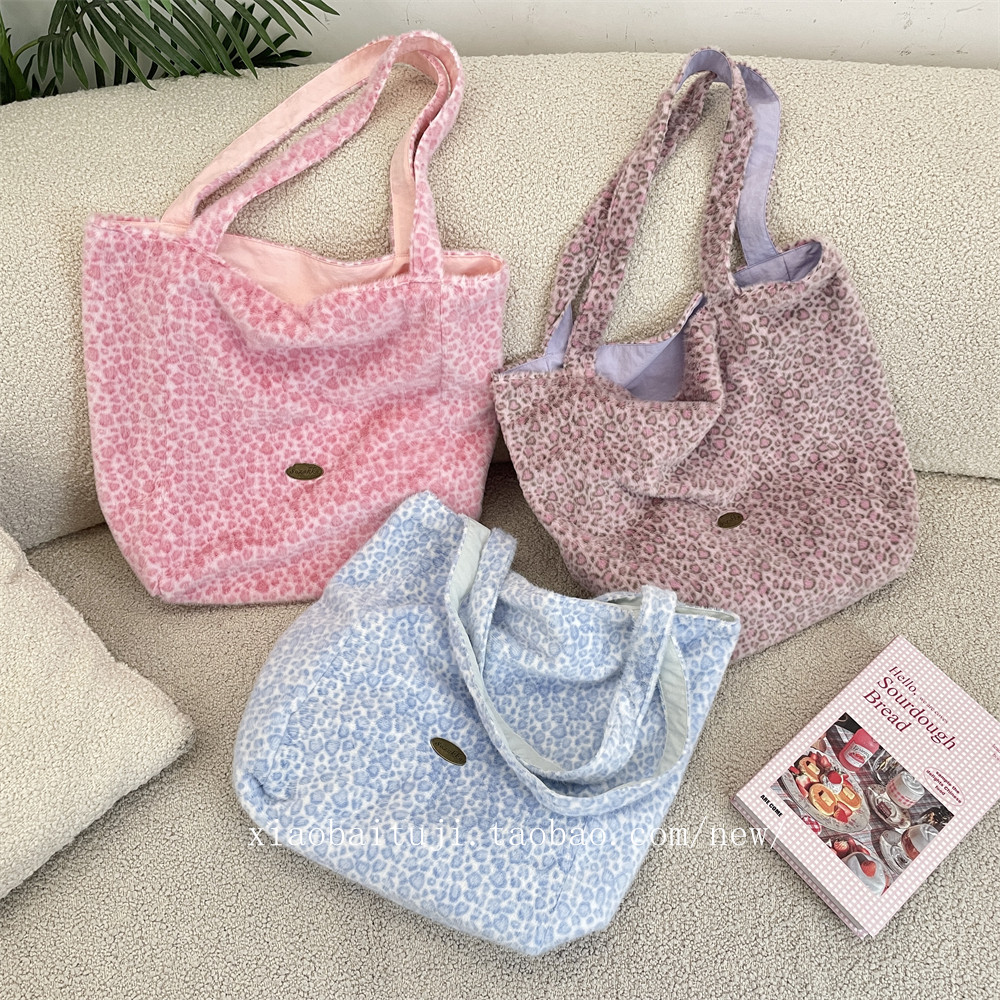 小白兔几  韩系豹纹双面单肩包女手提包帆布包大容量购物袋通勤包,箱包皮具/热销女包/男包,通用款女包,淘宝优惠券,粉丝福利购,淘宝优惠卷