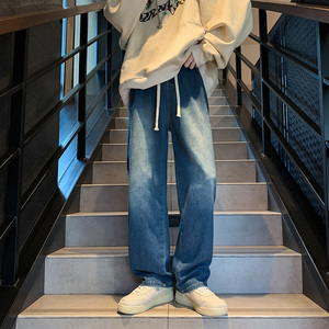 港风复古高街牛仔裤男女 韩版直筒休闲裤NK709/P45图片