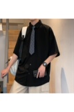 送领带夏季薄款短袖衬衫男港风宽松班服DK学院风衬衣C313/P32，男装T恤，电商D202-1