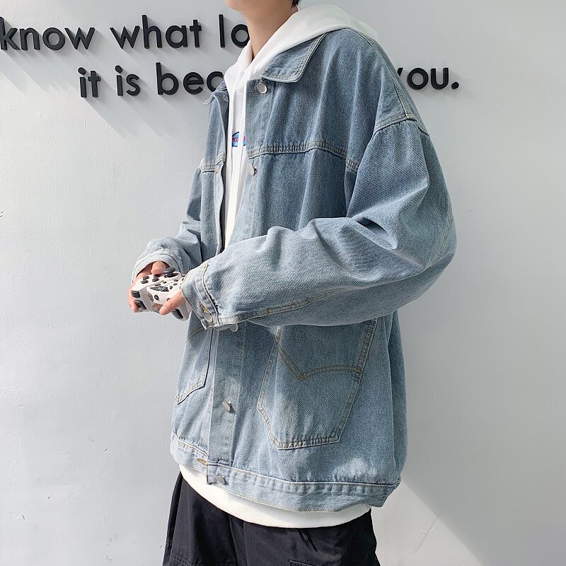 秋季港风中性外套宽松oversized男上衣休闲帅气牛仔夹克W97/P55图片