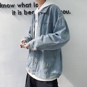 秋季港风中性外套宽松oversized男上衣休闲帅气牛仔夹克W97/P55图片