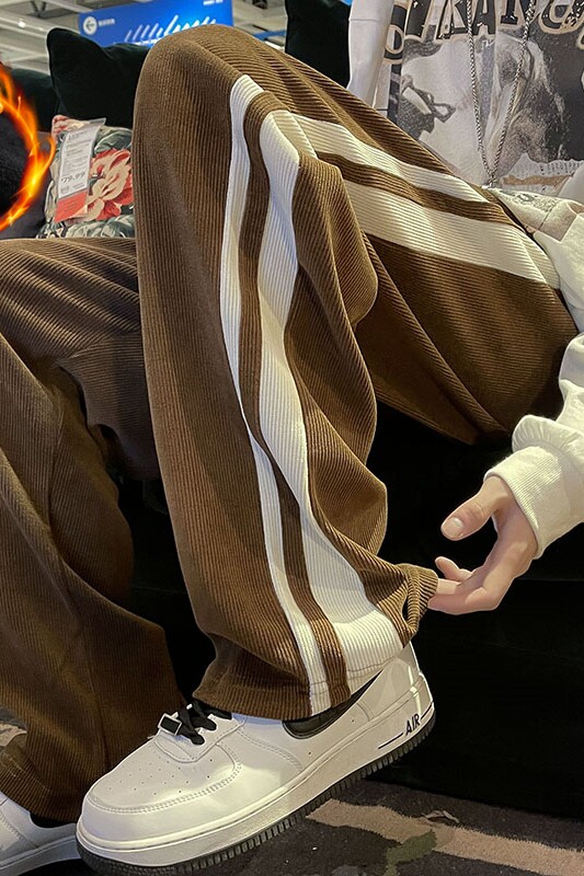 港风潮流个性百搭加绒加厚休闲裤男K324/P40,男装卫衣,电商D202-1