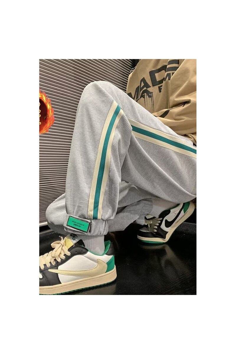 港风个性魔术贴休闲卫裤男冬季加绒百搭运动裤K334-P40,男装休闲裤,电商D202-1