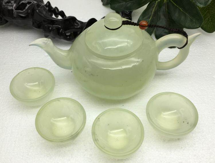 天然岫岩玉石岫玉茶具茶壶茶杯功夫茶道用品养生保健雕件摆件2021
