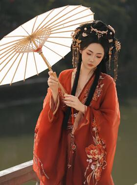 油纸伞战国袍道具女汉服旗袍舞蹈伞国风中式摄影写真演出纯白色伞