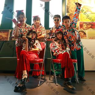 儿童复古港风喇叭裤走秀演出服女童8090年代怀旧主题失恋阵线联盟