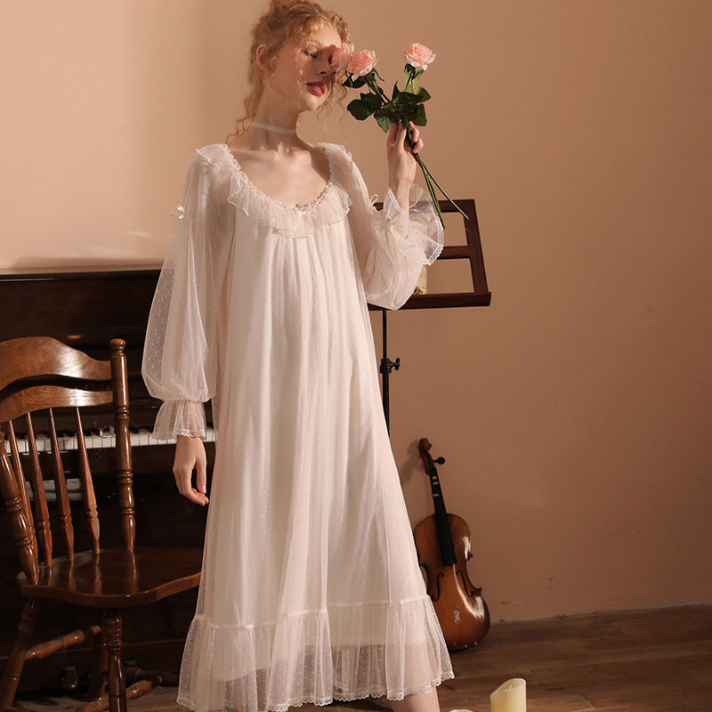 法式睡衣女2026春秋网纱仙女睡裙