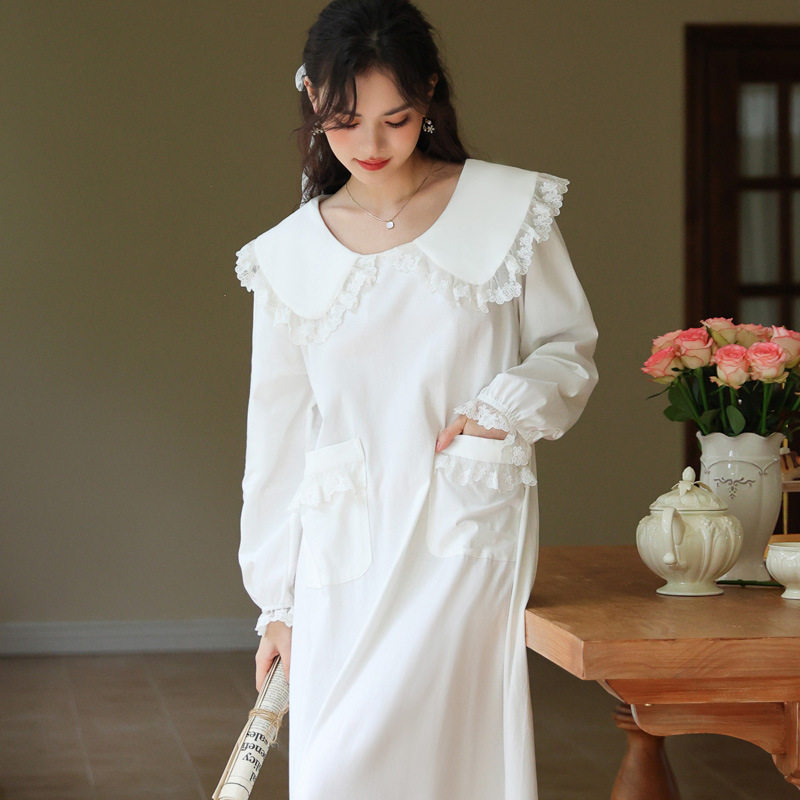 睡裙纯棉长袖甜美公主春秋