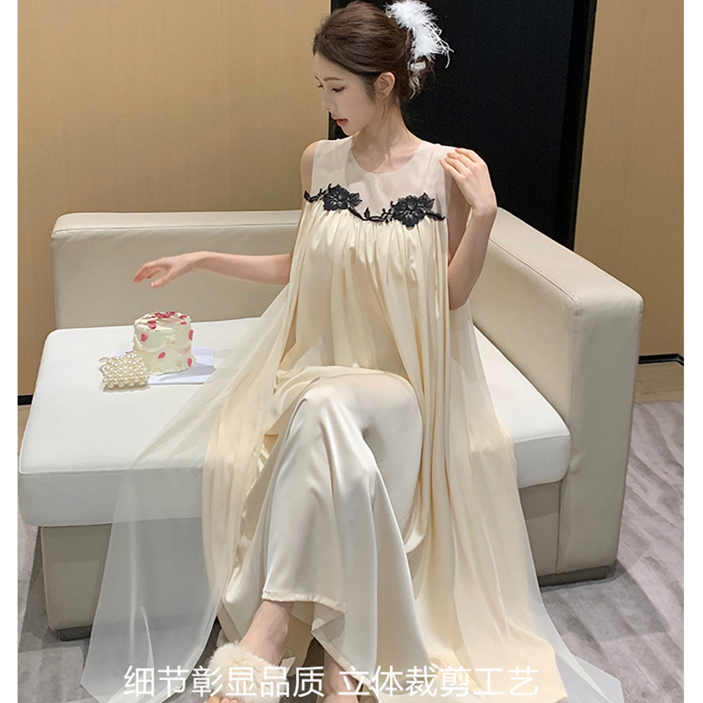 法式宫廷睡衣女夏纯欲风无袖睡裙