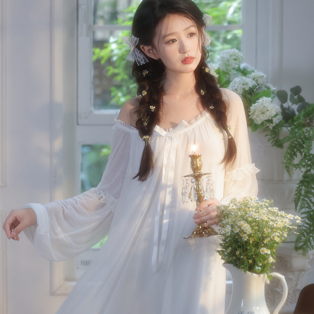 复古宫廷风莫代尔睡衣女性感春秋